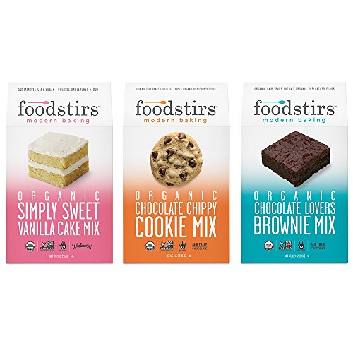 Foodstirs Vanilla Cake, Chocolate Lovers Brownie, and Chocolate Chippy Mix, 48.4 Ounce, 3 count Variety Pack