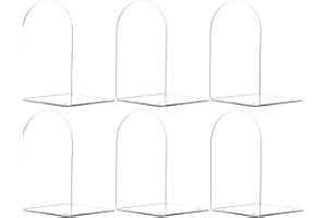 Adwikoso Book Ends for Shelves Clear Acrylic Bookends for Heavy Books Organizer Book Stopper to Hold Books for Home Office School and Desktop Decoration(Circular Arc) (6)