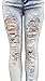 Premium Womens Juniors Blue Acid Tie Dye Denim Jeans Destroy Skinny Ripped Distressed Stretch Pants