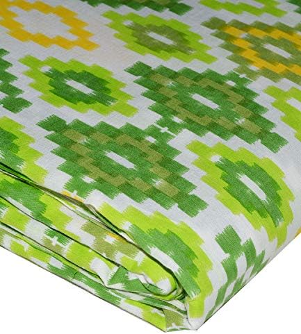 Rajcrafts Women's Cotton Handmade Jaipuri Running Fabric, 5m(Green)
