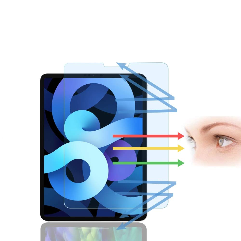 PaceBid Anti Blue Light Screen Protector Compatible with iPad Air 4 2020/ Pro 11 2020/2018, [Anti Eye Strain][Blocks Excessive Harmful Blue Light & UV][Face ID Complete] 9H Tempered Glass