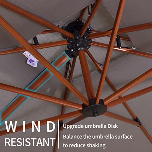 PURPLE LEAF 10 Feet Double Top Deluxe Sunbrella Wood Pattern Square