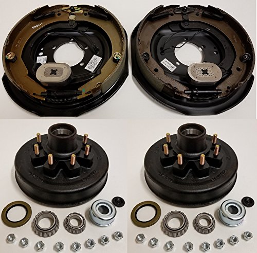 eCustomhitch 2-Pk Trailer Brake Backing Plates 12 in. (2LH 2RH) w/4 Hub/Drum Kit (8 on 6.5)