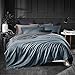 Dazzfond Duvet Cover Queen, Egyptian Cotton 3 Piece Luxury Bedding Set-Zipper Closure & Corner Ties, Solid Color Breathable Washable Comforter Protector (Ocean Teal)