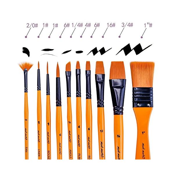Mont Marte Pinselset fÃ¼r Acrylfarben â 10 Taklon-Pinsel in Pinseltasche â Ideales Pinsel Set fÃ¼r Acrylmalerei â FÃ¼r AnfÃ¤nger, Profis und KÃ¼nstler – Bild 5