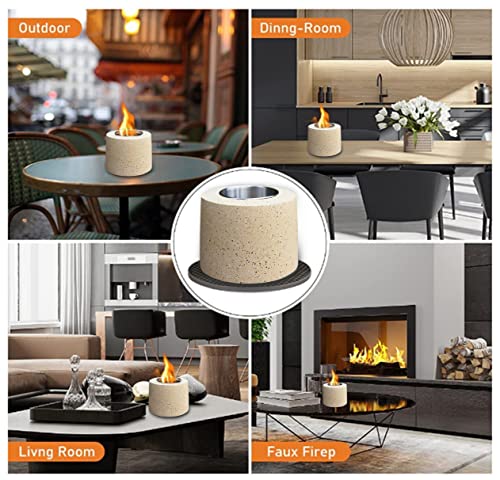 Aobaks Small Tabletop Rubbing Alcohol Fireplace Indoor Outdoor Fire Pit Portable Fire Concrete Bowl Pot Fireplace (Beige)