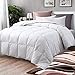 Ubauba All-Season Down Comforter 100% Combed Cotton Hypoallergenic Quilted Feather Comforter with Corner Tabs. Lightweight Goose Down Duvet Insert or Stand-Alone Comforter - Queen/Full 90x90