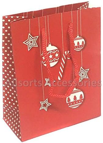 Pack of 12 Small Red Bauble Christmas Gift Bags Festive Wrapping Christmas Packaging Wholesale