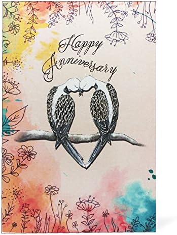 Anniversary Card with Silver Bar, Lovebirds, Envelope Included