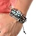 MJartoria Halloween Evil Eye Feather Turquoise Charms PU Leather Hemp Cord Multi Strands Adjustable Wrap Bracelet