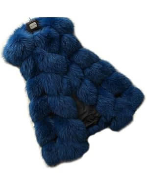 Women's Gilet Outwear Long Slim Vest Faux Fox Fur Waistcoat Jacket