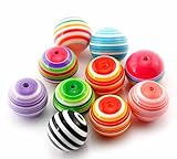 Large 20 Striped 20mm Randum Mixed Acrylic Beads 2mm Hole