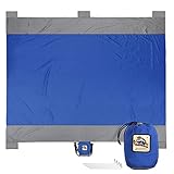 Wolfyok Sand Proof Outdoor Beach Blanket 108″X 84″ Large Oversized Waterproof Sand Free Picnic Mat with 4 Steel Stakes & Sand Pockets for Camping, Hiking, Picnic, Travel, Family Size