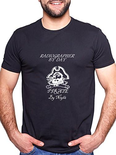 Radiographer By Day Pirate By Night Personalised T Shirt Black Tee