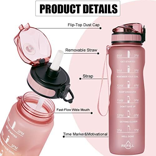 Blue water bottle with a straw, designed for on-the-go use, leak-proof, by Allfourior, priced at $14.99.