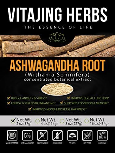 Organic Ashwagandha Root Powder Extract (Withania Somnifera) - (2oz/57gr) Ayurvedic Adaptogenic Herb, Certified Organic, Clinically-Proven KSM­66®, Non-GMO, Full-Spectrum Root