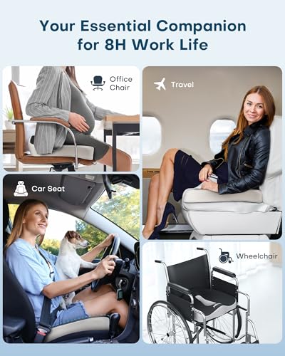 Feagar Large Office Chair Cushion: Ergonomic Chair Cushions, Non-Slip XXL, Relieve Pressure, Comfortable and Soft Orthopaedic Memory Foam Cushion Chair for Hemorrhoids, Car, Gaming Chair