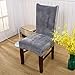 Hemons 4 X Universal Stretch Fox Pile Fabric Chair Covers Removable Washable Ceremony Hotel Dining Room Kitchen Bar Dining Seat Cover Restaurant Wedding Part Decor (Grey)