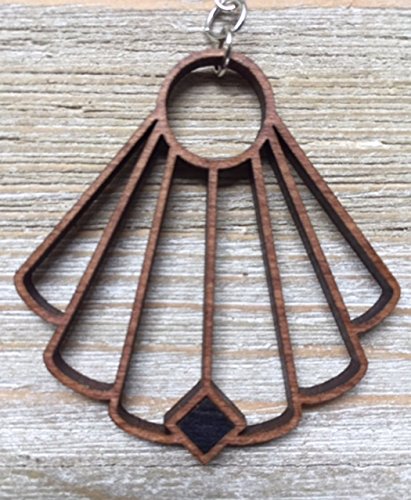 Fan Shape Solid Wood Earrings from Reclaimed Maple with Black Maple Insert - Thumbnail 2