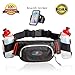 Hydration Running Belt Adjustable Nylon with (2) 10-oz Water Bottles 6” x 4” Zipper Pouch for Large Smartphones and Bonus Armband Fits Galaxy S6 and 5.5” Devices