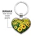 Field of Sunflowers Keychain Heart Love Metal Key Chain Ring
