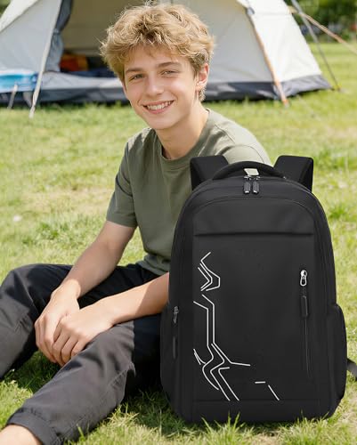 Amythe School Backpack for Teenage Boys, School Backpack Grand Capacity 28L for Youth Boy 10 to 18 Years, Waterproof Backpacks for Laptop 15.6 Inches, Black