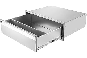 Atatod Extra-Larger 30" W Outdoor Kitchen Drawer Stainless Steel BBQ Single Drawer w/Divider Flush Mount for Outdoor Kitchen Island(Overall Size:30" W x 10" H x 23" D inch)
