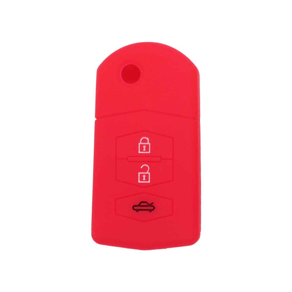 BROVACS Silicone Cover Protector Case Holder Skin Jacket Compatible with MAZDA 3 Button Flip Remote Key Fob CV9530 Red