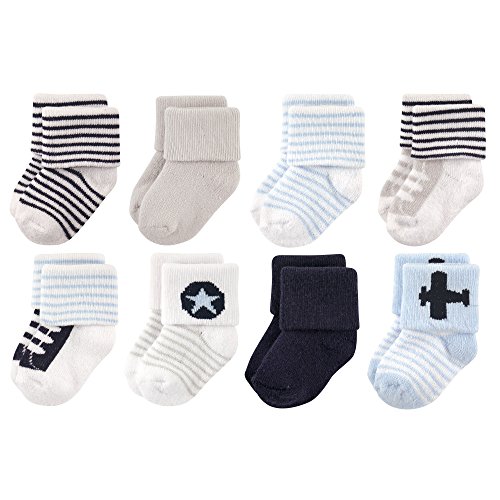 Luvable Friends Unisex Baby Socks, Airplane 8-Pack, 6-12 Months
