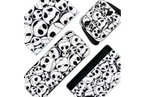 BelugaDesign Skulls Switch Skin | Gothic Sticker Wrap Vinyl Decal | Nightmare Halloween Horror | Compatible with Nintendo Switch OLED (Switch OLED, Black White)