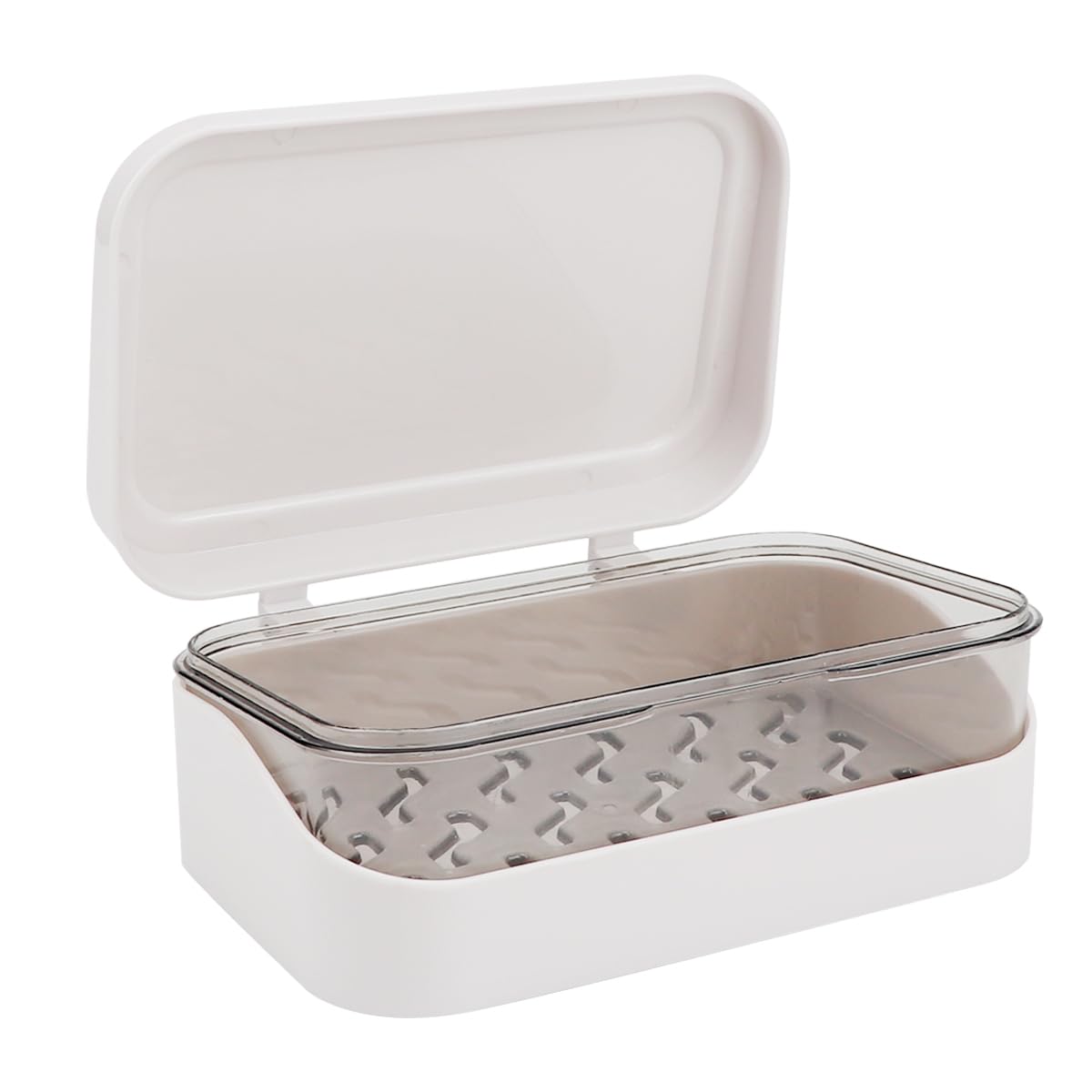 DOERDO Soap Box with Removable Drainer and Lid, Portable Soap Dish Plastic Soap Case Holde for Bathroom, Shower
