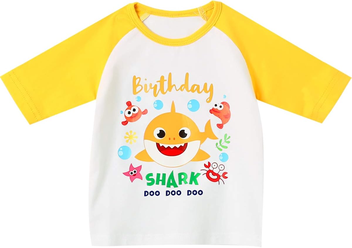 Detigee Shark Doo Doo Baby Boys Girls Tees Toddler Birthday T-Shirts Sets