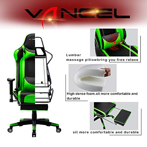 EAVANCEL-Gaming-Sedia-Gioco-Sedia-Girevole-Sedia-da-Ergonomica-meccanismo-di-inclinazione-Cuscino-Lombare-Girevole-Sedia-del-Computer-in-Pelle-PU-Verde