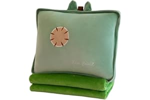 Rikyo 15" Stuffed Fruit Travel Blanket and Pillow Set,3 in 1 Plush Stuffed Hugging Pillow with Warming Hands Pillow Blanket for Kids Gift Travel Airplane Train Bed Office Nap (Green-Kiwifruit)