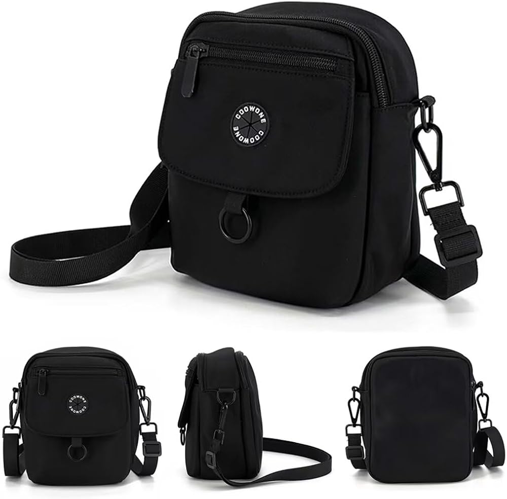 COOWONE Waterproof Dog Walking Bag Crossbody Treat Pouch Black 1.0