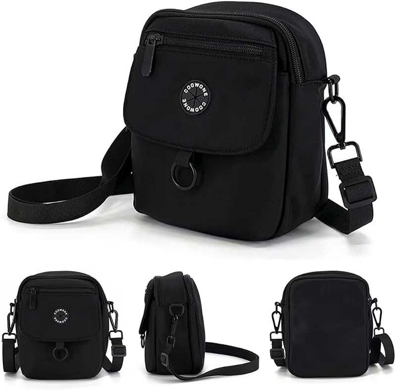 COOWONE Waterproof Dog Walking Bag Crossbody Treat Pouch Black 1.0