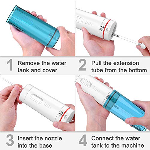 Water Flosser Cordless, Cshidworld Portable Dental Oral Irrigator Rechargeable with 4 Modes & 200ML Cleanable Water Tank for Home and Travel, Braces & Bridges Care, IPX7 Waterproof - Thumbnail 5