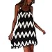 ROPALIA Womens Chiffon Tassle Hem Wave Beach Sundress spaghetti strap Mini Dress