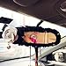 INEBIZ Car Charm Beautiful Camellia Interior Rearview Mirror Elastic Leather Decorative Cover with Shiny Rhinestones, Automotive Interior Trim