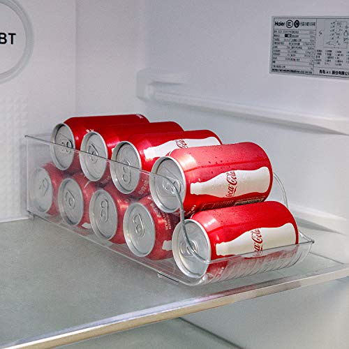 E-Gtong Refrigerator and Freezer Drink Holder, Soda Can Organizer Storage Bin Dispenser for Refrigerator, Freezers, Kitchen Cabinet or Pantry - BPA Free, 2-PACK, Clear - Thumbnail 2