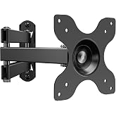 WALI TV Wall Mount Full Motion for 13-32 inch Monitor (1330LM), Black | Monitor Wall Mount up to 33lbs, VESA 75/100, Articulating Tilt/Swivel/Rotate, Extends 15 inch for Bedroom/Office/Gaming rooms
