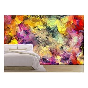 Colorful Abstract Painting - Removable Wall Mural | Self-Adhesive Large Wallpaper - 66x96 inches
