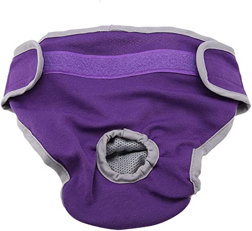 Reusable Dog Nappies for Female Dogs and Puppies - Soft Comfortable Cotton Washable Pet Sanitary Pants for Small Medium Large Dogs (Purple,M)