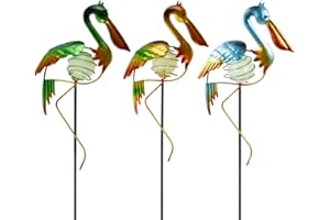 SATHGA 3Pcs Pelican Decorative Garden Stakes, 56.5''H Waterproof Glow in The Dark Metal Yard Decor,Luminous Spring Decorative Garden Stakes for Lawn Patio Pathway