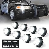 Xprite 8 Series LED Hideaway Strobe Lights Kit 20 Flash Patterns Hazard Warning Light for Trucks, Police Cars, Emergency Vehicles