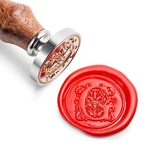 Mceal Wax Seal Stamp, Silver Brass Head with Wooden Handle, Regal Letter G - Thumbnail 4