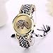 Towallmark(TM)Women Elephant Pattern Weaved Rope Band Bracelet Quartz Dialwatch Gift(Black+White)