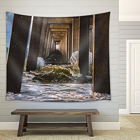 Pillar of Pier by The Seashore - Fabric Wall Tapestry Home Decor - 51x60 inches