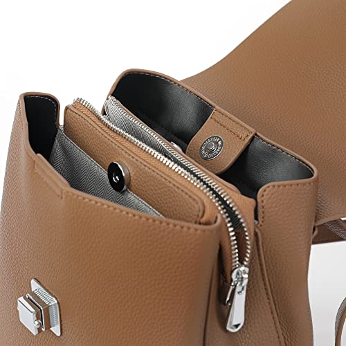 Marengo Fashion Shoulder Bag Leather Women Girls Ladies Backpack Travel bag Brown