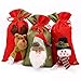 OurWarm Christmas Gift Bags Bulk, 3 Pcs Drawstring Gift Bags Large with 3D Santa Claus Snowman Reindeer, Reusable Christmas Treat Bags Goody Bags Burlap Sack for Xmas Party Supplies(15 X 8 Inches)